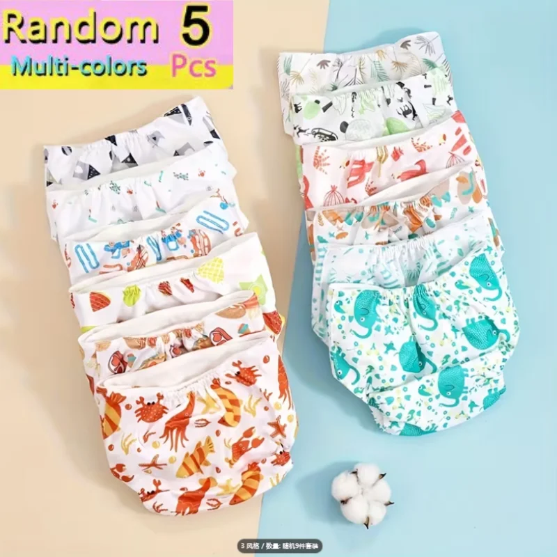 5 pzas/lote ropa interior cambio de pañales pañales reutilizables para bebés pañales de tela pantalones de entrenamiento