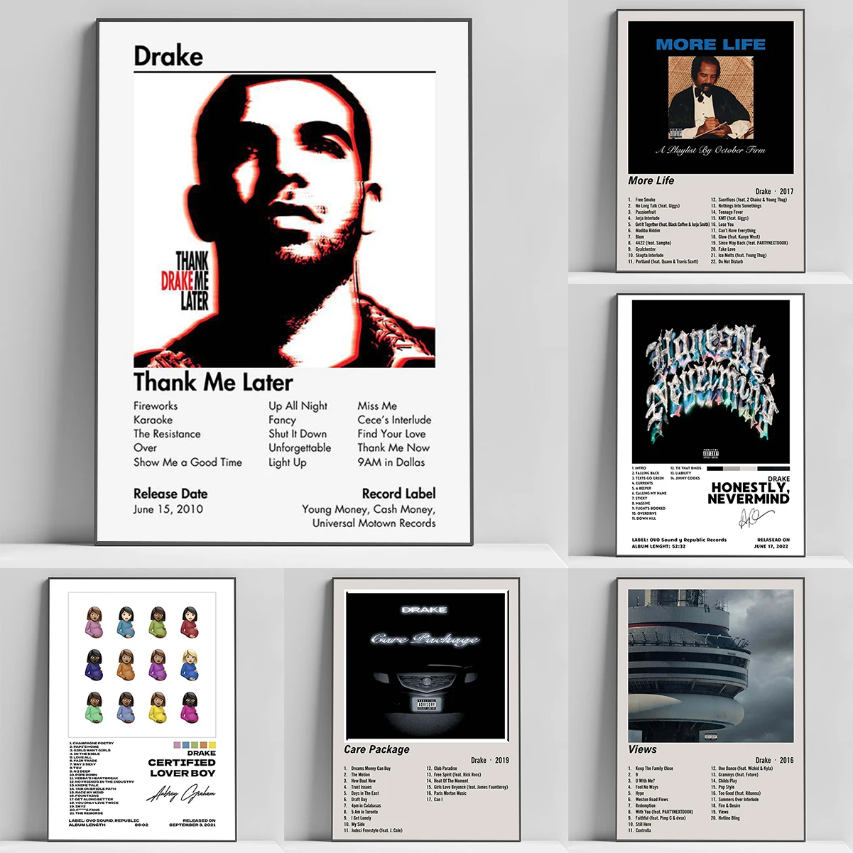 Nouveau Drake vues prendre soin ses chiens de perte couverture d'album de musique impressions sur toile affiche décoration intérieure de la maison décor mural de salon