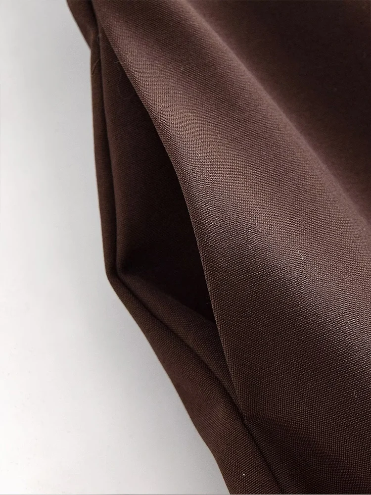 أزياء نسائية جديدة على الطراز الأوروبي متعددة الاستخدامات وأنيقة بلون سادة وحزام مطوي عالي الخصر وفضفاض