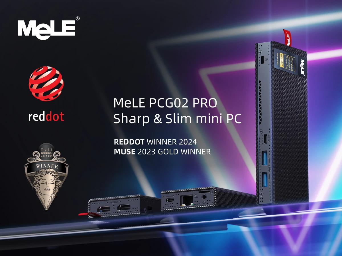 MeLE PCG02 Pro Fanless Stick PC N100 8GB 256GB , Reddot Winner Mini Computer Dual HDMI, WiFi5 Gigabit Ethernet, USB Type-C PD3.0