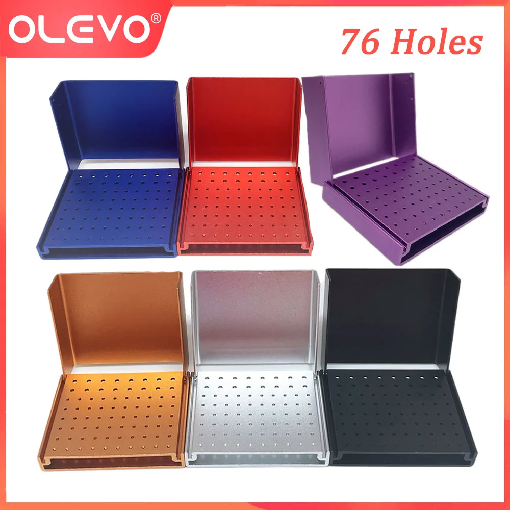 

OLEVO 76 Holes Dental Bur Holder Aluminium Organizer Box Autoclavable Block For High/Low Speed Burs Disinfection Case Stand