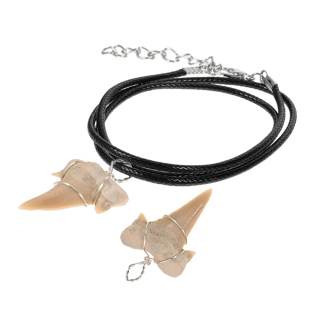 

1 set Shark Tooth Pendant Ocean Necklace Rope Chain Durable Male Charm Decor