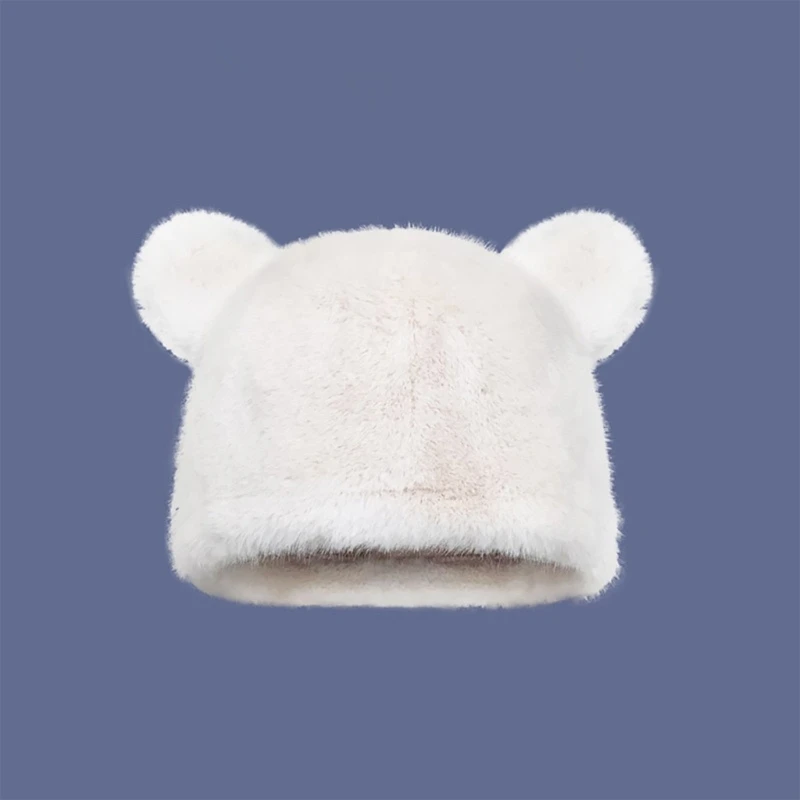 Cartoon Plush Hat Bear Ear Beanie Hat Sweet Girl Winter Casual Cap Headwear