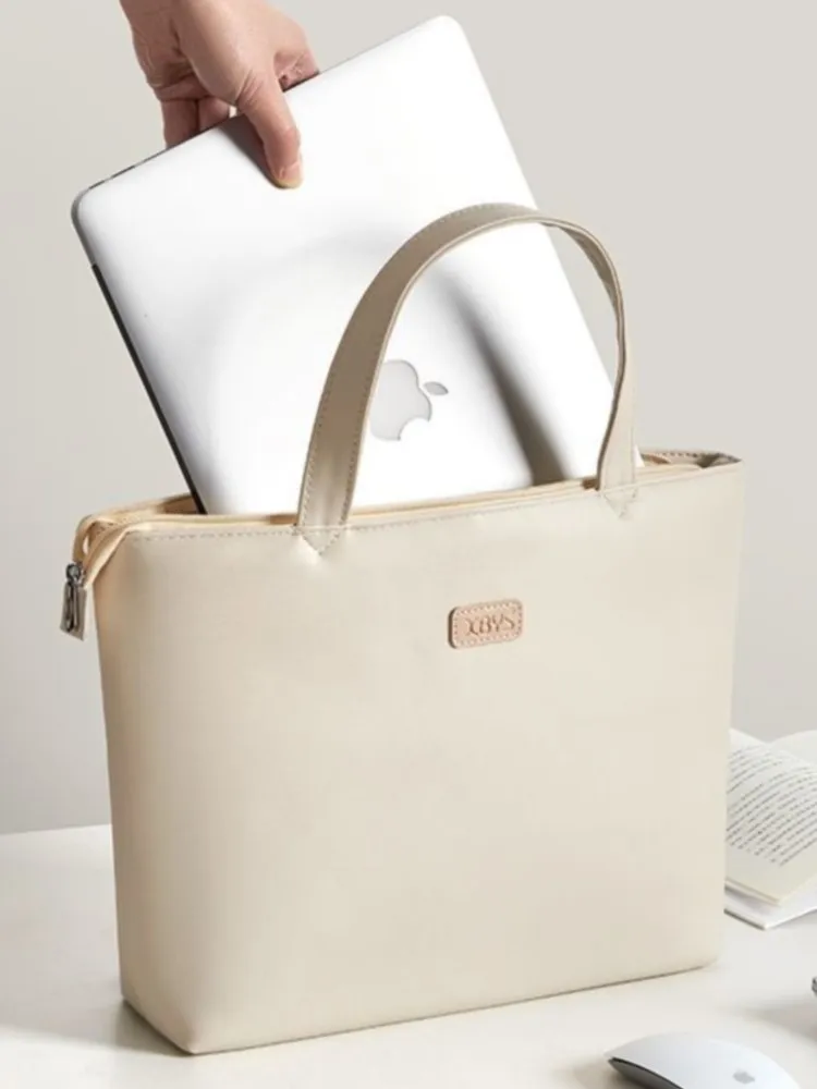 Ins borsa per Laptop in pelle Beige custodia a tracolla borsa per il trasporto 13 14 15 15.6 accessori per Macbook da 16 pollici borsa impermeabile