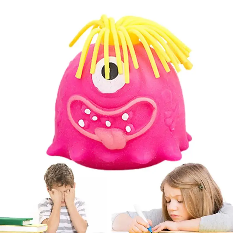 Squeezable puxando o cabelo brinquedo para crianças, desenhos animados de olho único, aperte o cabelo, brinquedo educativo, alívio do estresse