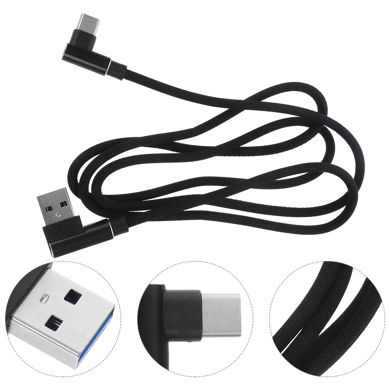 

Right Angle Usb Type C Braided 1M 2.4A Fast Charging Data Compatible With Type-C Devices Black Usb Cable Fast Charging Cable