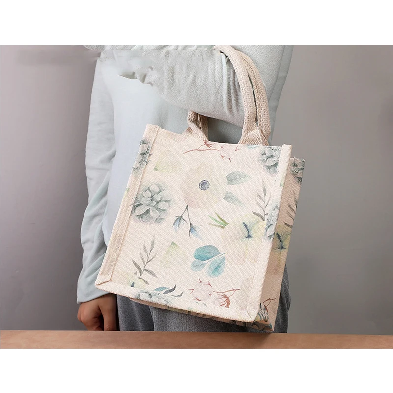 1Pcs/Lot Summer Small Fresh Girl Cotton And Linen Tote Bag Waterproof Environmental Protection Shopping Bag Can Be Customized