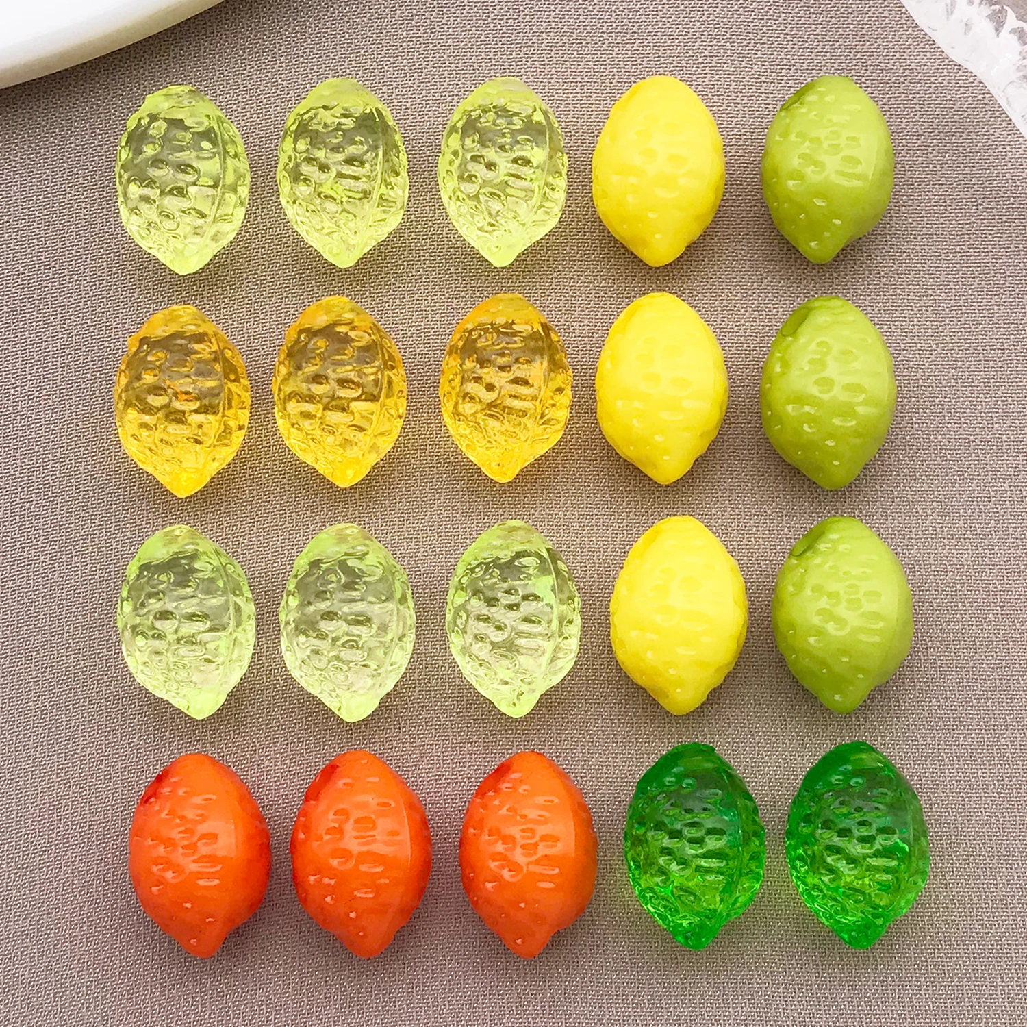 10/20pcs Painted Acrylic Lemon Beads (Loose Beads), DIY Craft Materials for Jewelry, Phone Straps & Keychains, Clear Bead Access