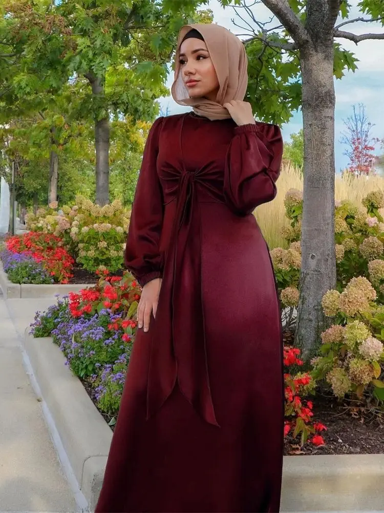 Ramadan Satin Abaya Dubai Luxury 2024 Muslim Damen Abayas For Women Kaftan Dress Islam Clothing Kebaya Caftan Marocain Femme