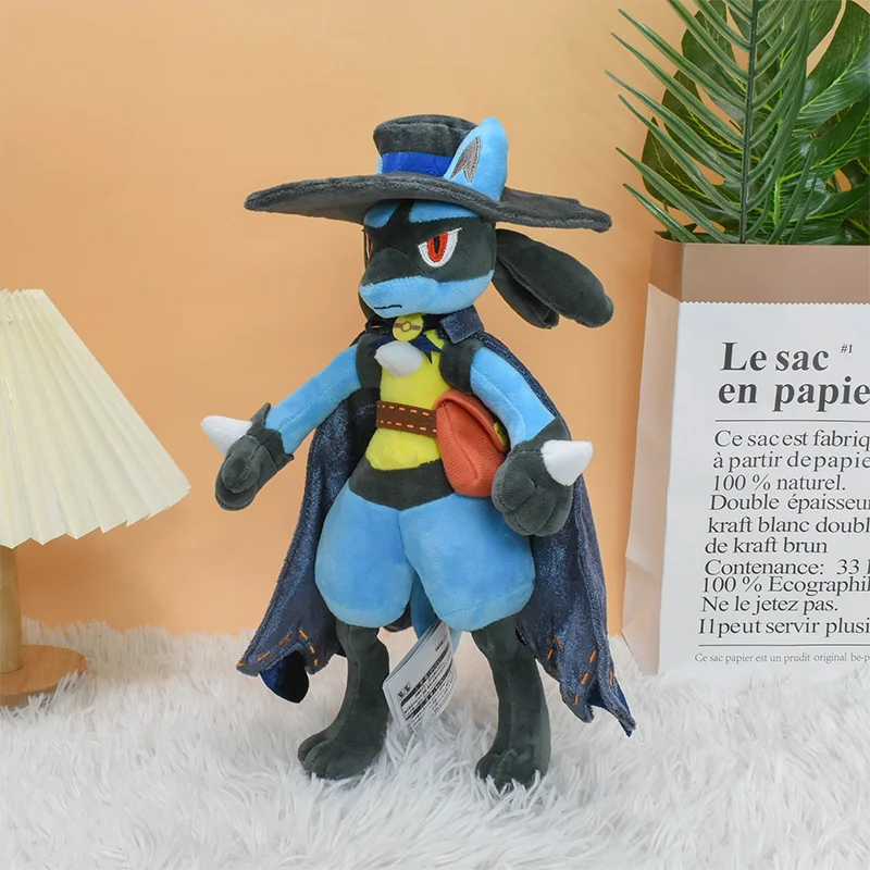 Pokémon Lucario Riolu Brinquedo de pelúcia, Boneca macia, Super Mega Lucario, Evolution Version, Dia das Bruxas, Presentes de Natal, Amarelo