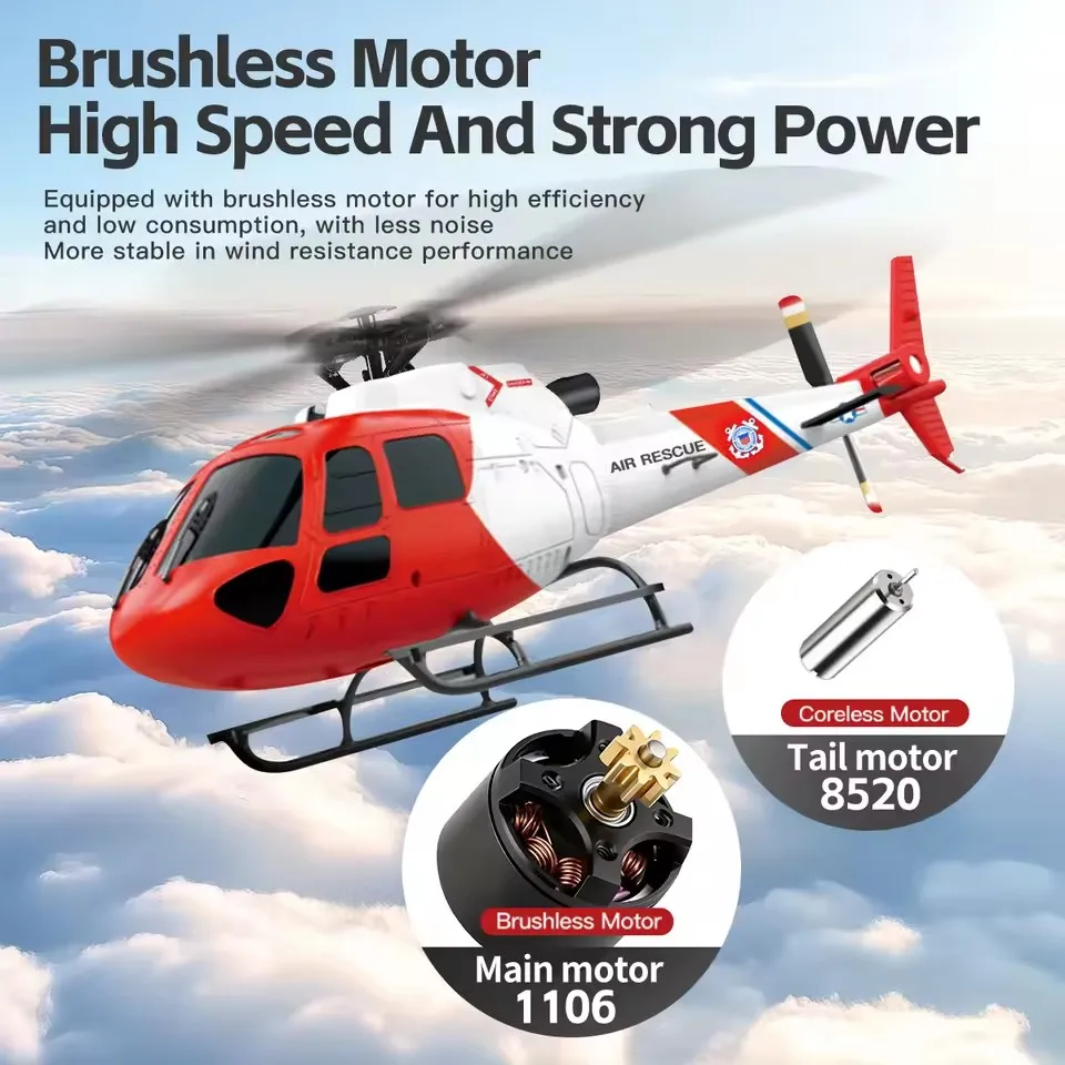 Rc Helicopter Altitude Hold 6G Mode Optical Flow Positioning 4CH Three Propeller Flybarless Brushless Remote Control Helicopter
