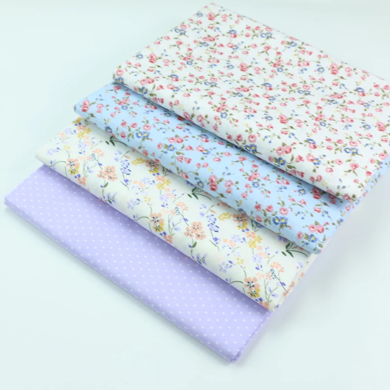 160x50cm Idyllic Small Floral Printed Cloth Cotton Bedding Fabric, Making Children\'s Gown Dress Patchwork Quilt