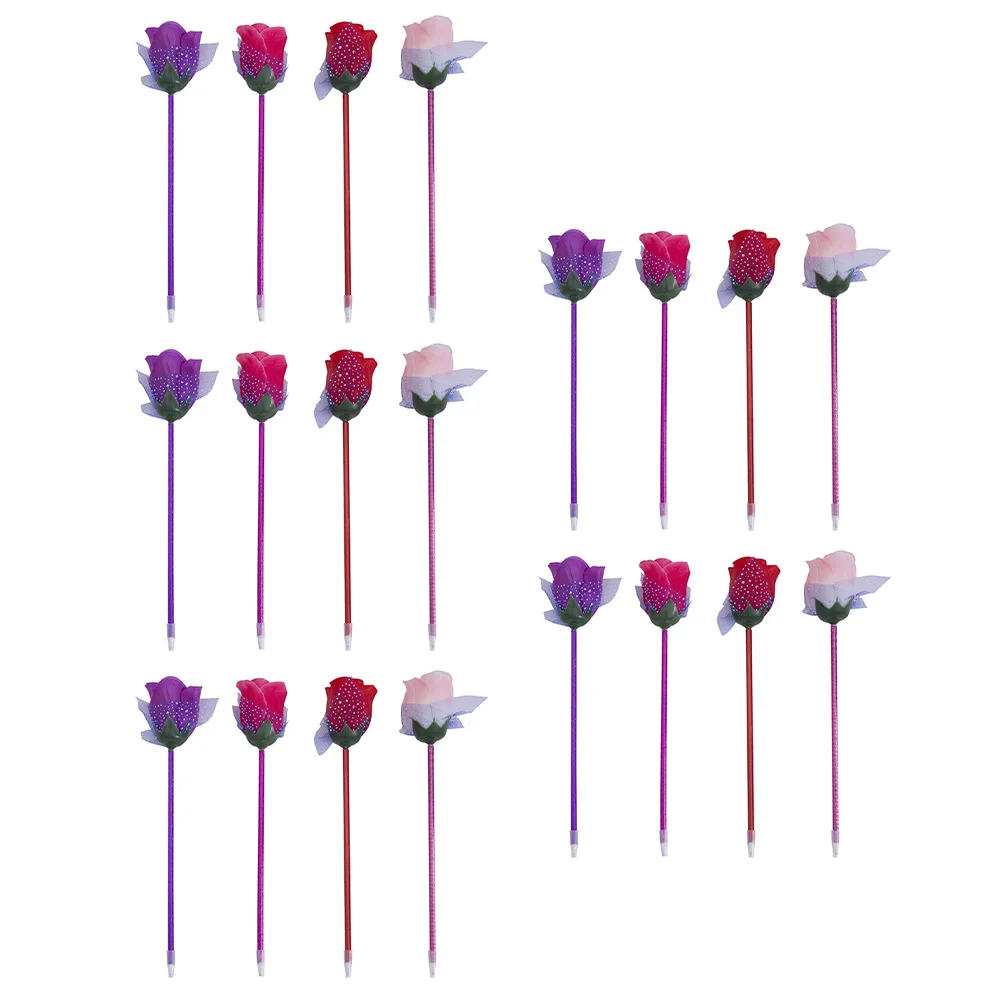 

20pcs Rose Shape Ballpoint Pens Silk Cloth Smooth Writing Portable Student Pens Creative Design Elegant Stationery Supply