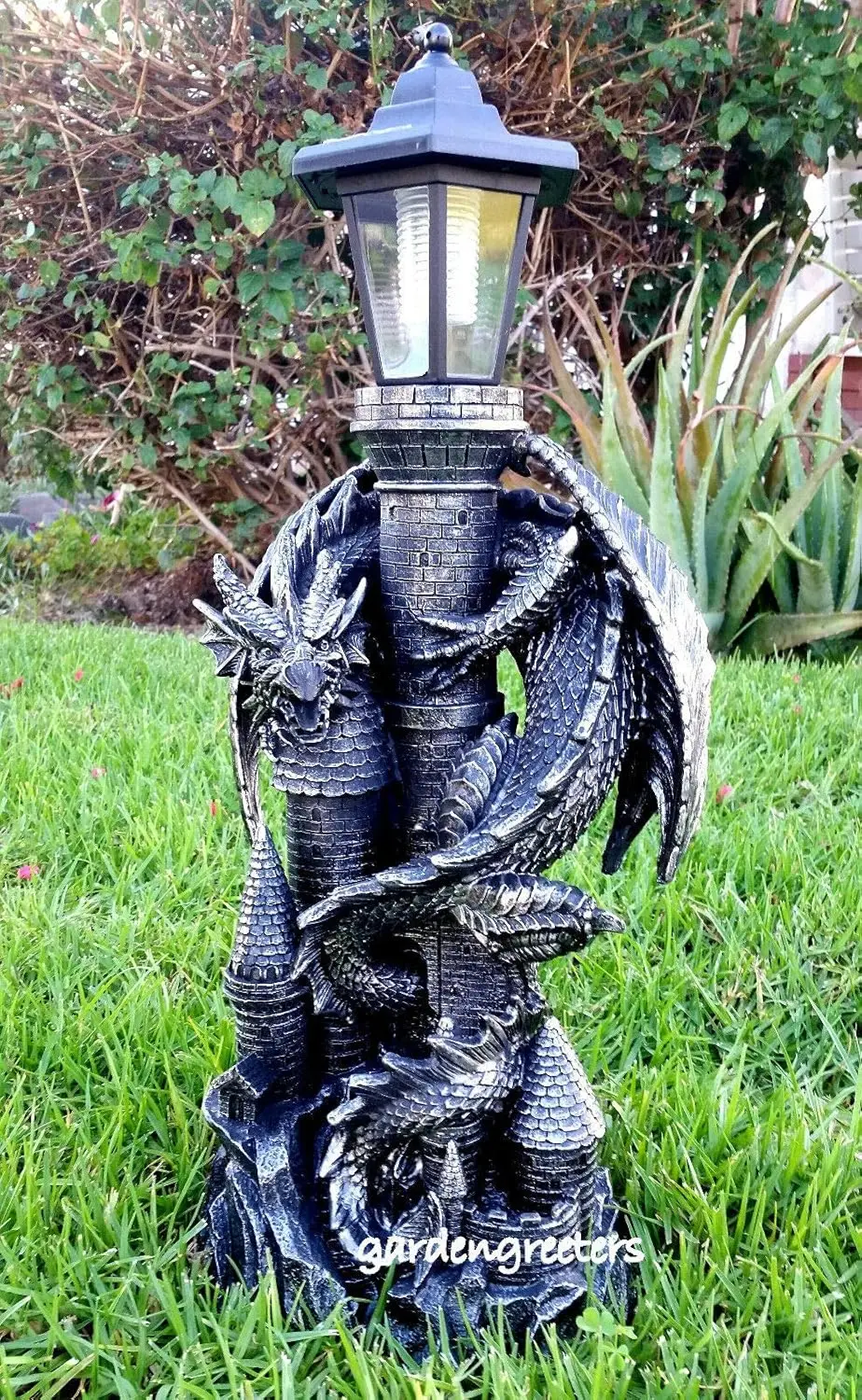 DRAGON WITH SOLAR LIGHT STATUE SOLAR DRAGON LANTERN FIGURINE-f