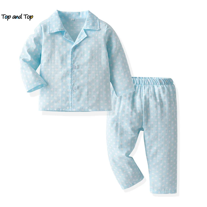 

top and top Cotton Unisex Kids Toddler Boys Girls Casual Clothing Sets Long Sleeve Tops+Trousers Pajamas 2PCS Sleepwear Homewear