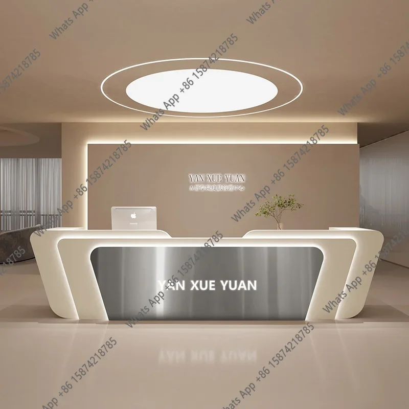 

X6 Sm Stainless Steel Checkout Reception Desk Simple Modern Beauty Dental Bar Training Institution Company Empfangs Theke Furnit