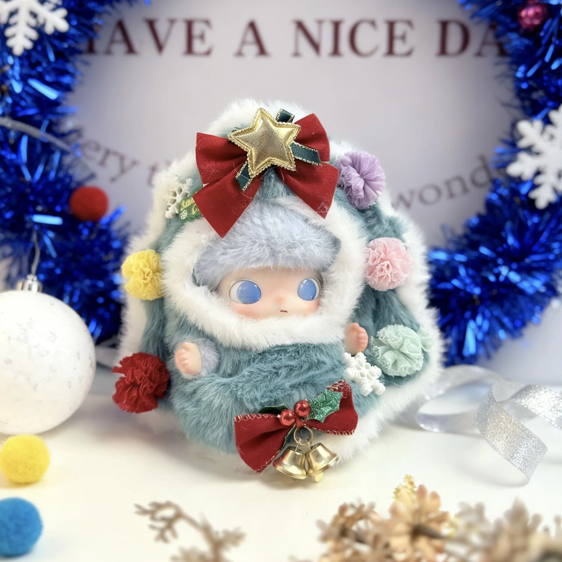 DIMOO WORLD Dolls Festliche Outfit-Kollektion, Weihnachtsschal und Weihnachtsmann-Schneemann-Schal, Neujahrsgeweih-Umhang, Strampler im britischen Stil