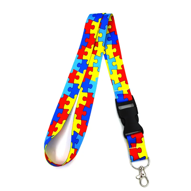 Autism pattern palm puzzle Art Cartoon Anime Fashion Lanyards Bus ID Name Work Card Holder Accessories Decorations Kids Gifts