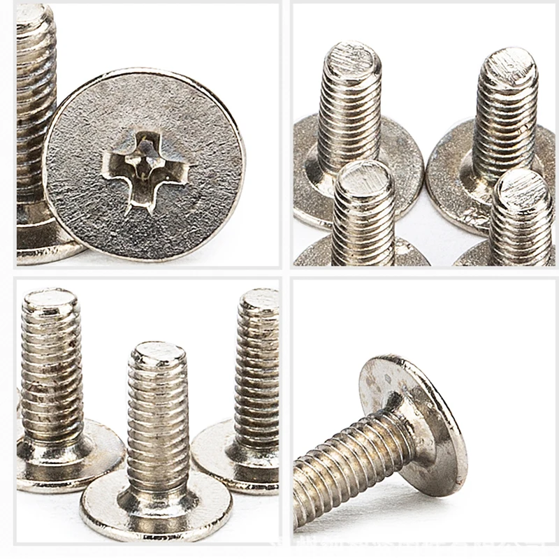 100pcs M3 Nickel Plated Large Thin Head Screw Flat Head Screw Large Phillips Flat Head Screw