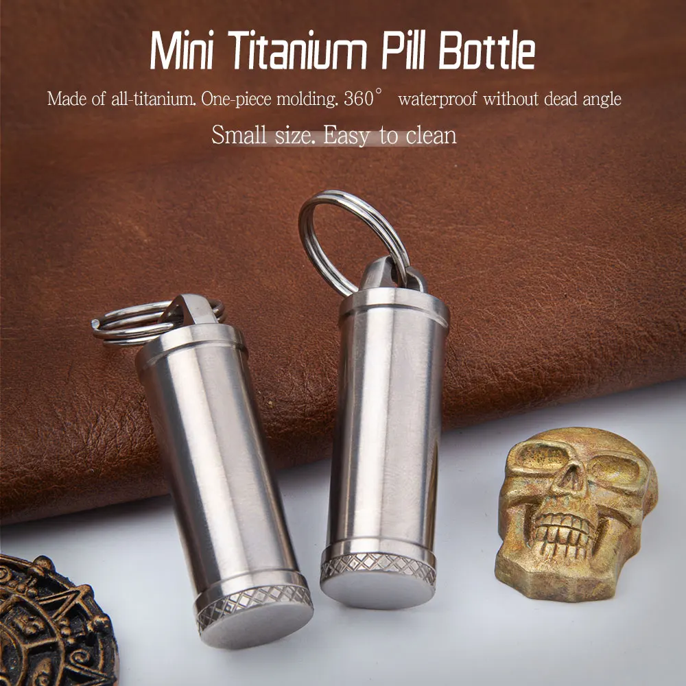 Waterproof Titanium Bottle Outdoor Mini Portable Sealed Bottle EDC First Aid Bottle Storage Mini Bottle