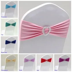 Wedding Decoration Chair Sash Spandex Stretch Heart Buckle Knot Fit All Chairs Holiday BIrthday Party Festival Celebration Hotel