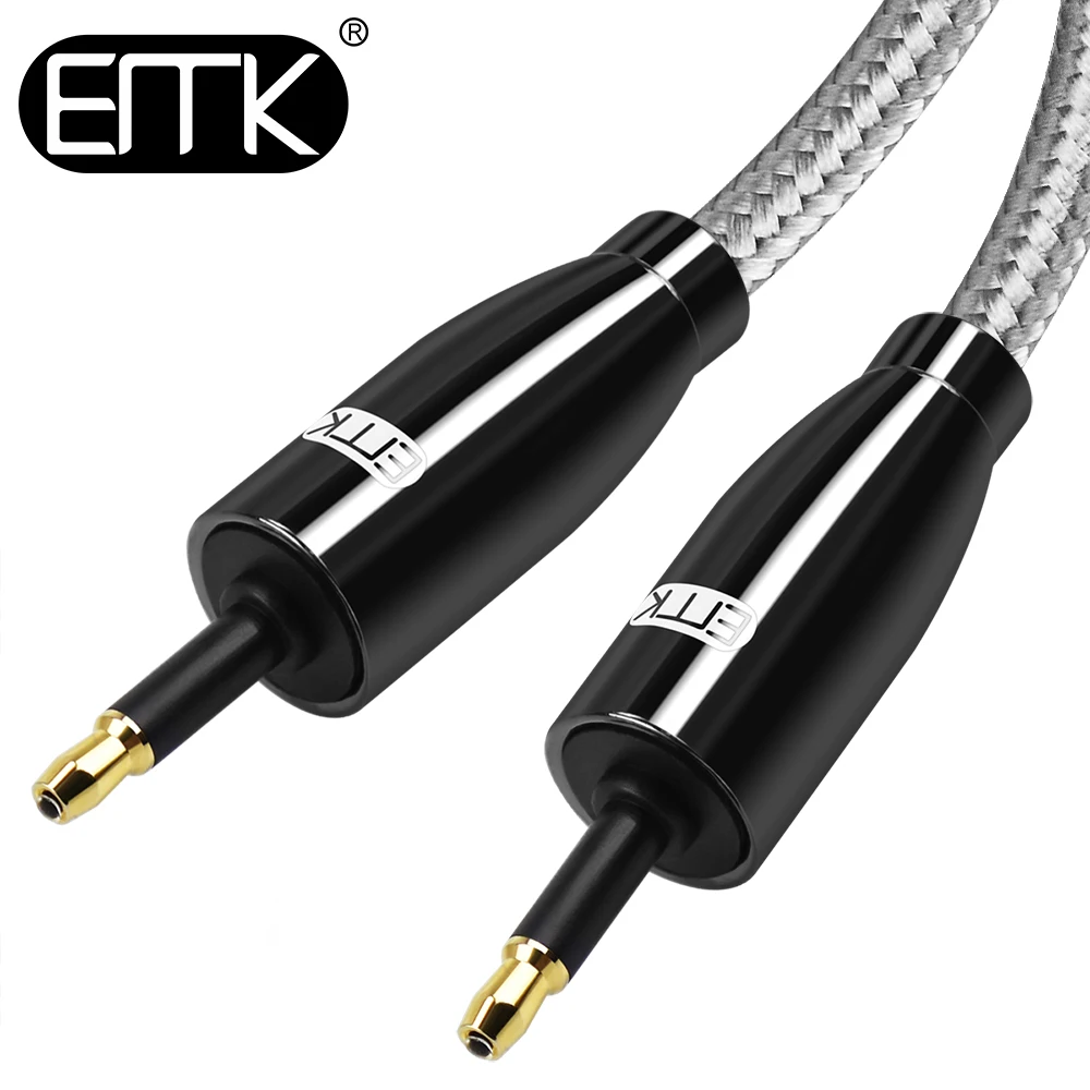 EMK kabel optyczny 3.5 Mini Toslink do kabla Toslink cyfrowy optyczny przewód Audio światłowodowy SPDIF toslink 3.5 do 3.5 kabla Audio 1m 2m