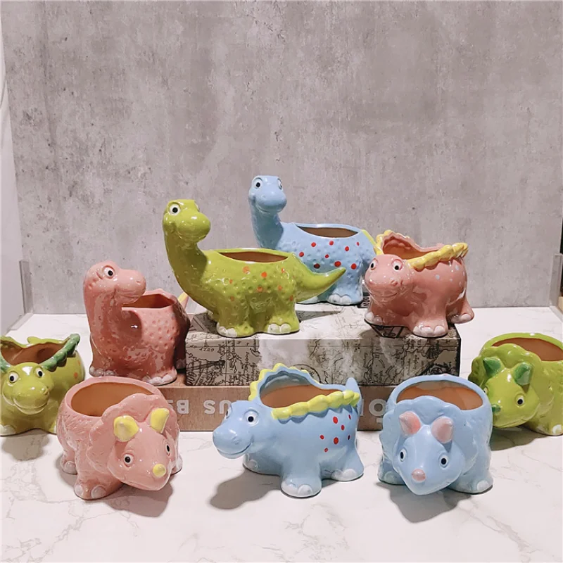 Cartoon Dinosaur Succulent Pot Cute Home Decor Flower Pot Creative Flower Shape Plant Pot Ceramic Pots for Flowers