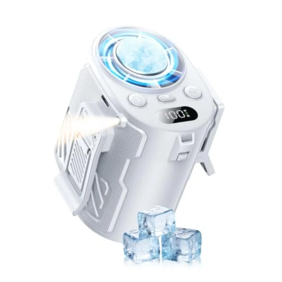 Portable Waist Fan with Ice Cooling, 4-in-1 Clip-On Fan for Car/Shirt/Belt, 16000RPM Strong Airflow, 12H Runtime, 100 Speed Set