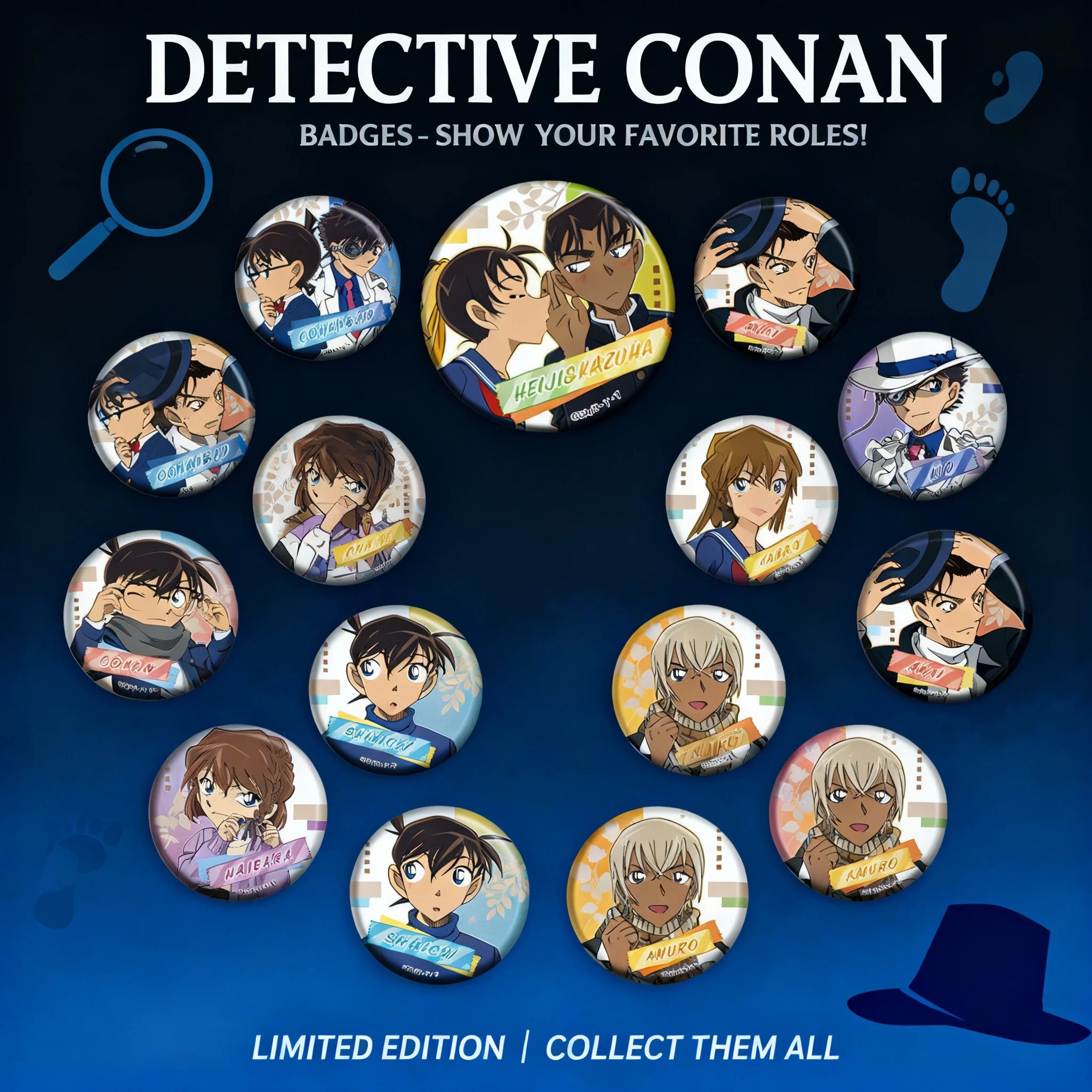 

Anime Detective Conan Kaito Kid Badge Pin O Version Anime Merchandise Brooch Poster Accessories Cosplay Collection Gift