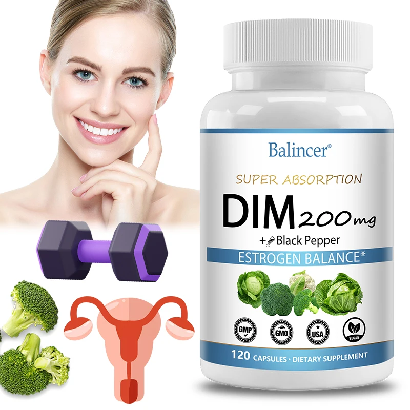 DIM Supplements - Menopause Capsules Relieve Hot Flashes and Night Sweats Improve Sleep and Maintain Physical and Mental Health