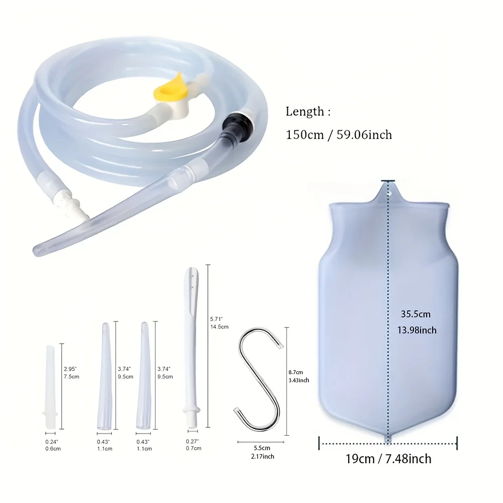 Home enema kit; colon cleansing silicone enema bag washout; reusable enema kit for men and women