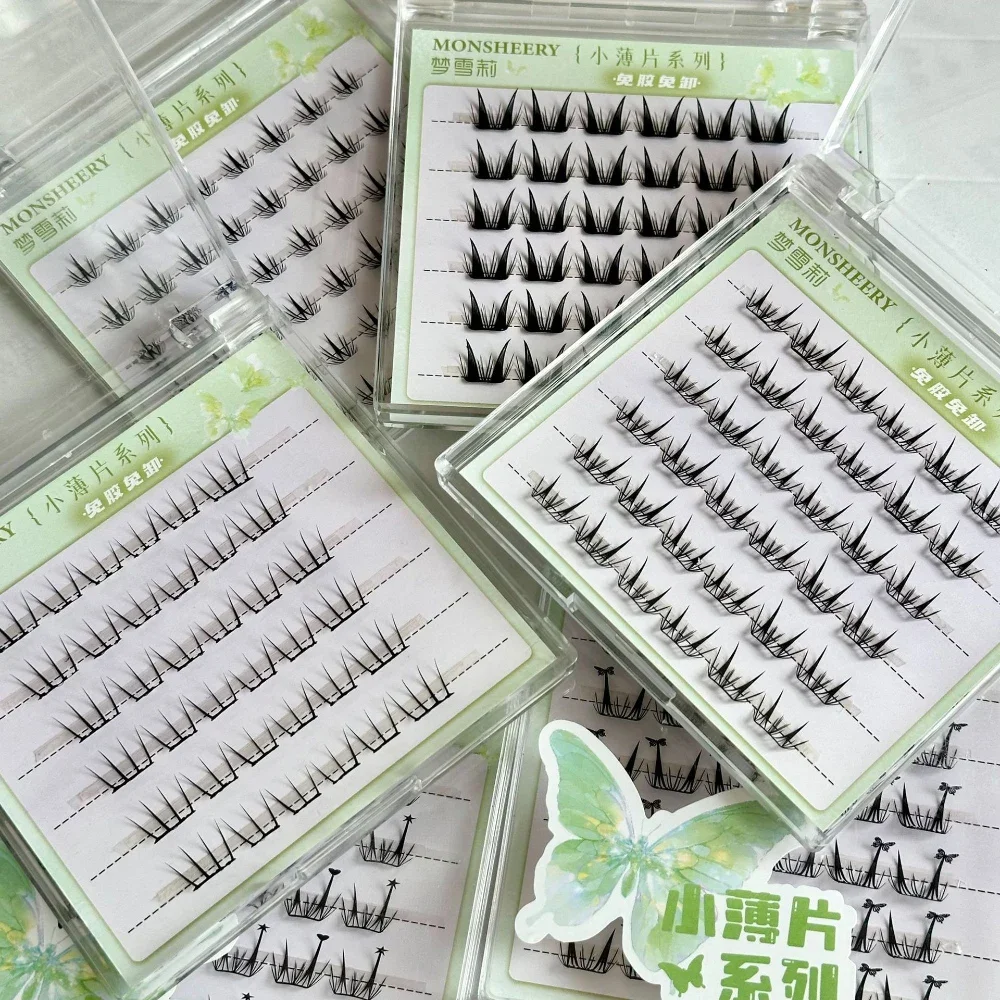 Glue Free False Eyelashes Ultra-thin Natural Curled with Butterfly Star Heart Fake Eyelash Single Cluster DIY Korean Eye Makeup