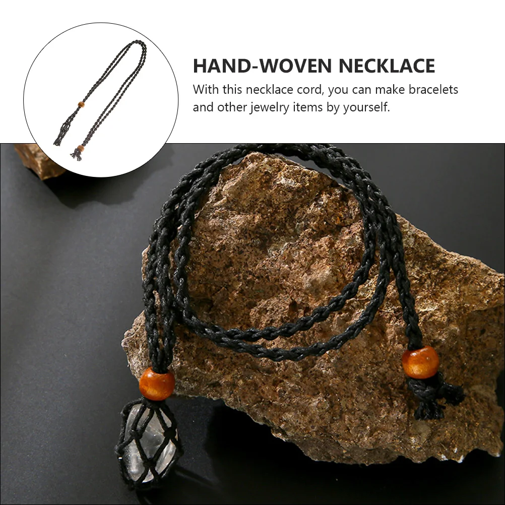 

Braided Rope Necklace Pendant For Stone Agate Weave Black Decorative Holder Men and Women