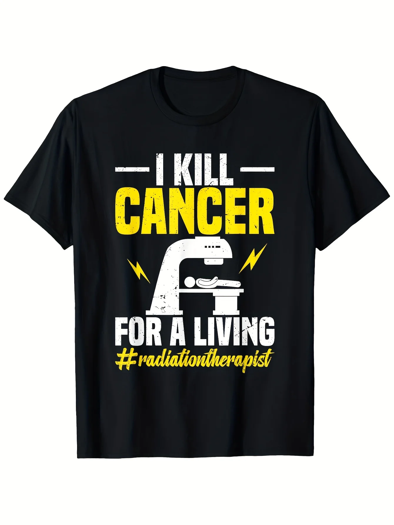 Funny Men's Black Graphic T-Shirt Bold Typography Medical Machine Lightning Distressed Slogan Career Print 100% Cotton Heavyweight Short Sleeve Casual Streetwear Tee