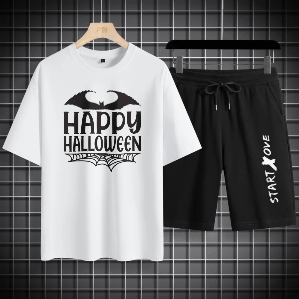 

Men's sets Summer Quick drying Happy Halloween printed Graphic T-shirts Suit tracksuits for man drip clothes Short sleeve tee