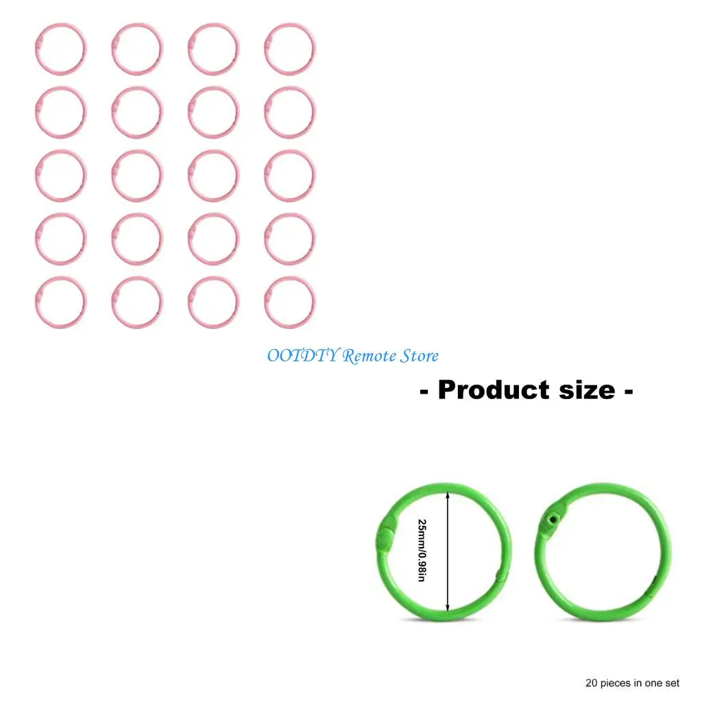 20 Pcs Book Rings Binder Rings Metal Loose Leaf Connectors Rings for Paper