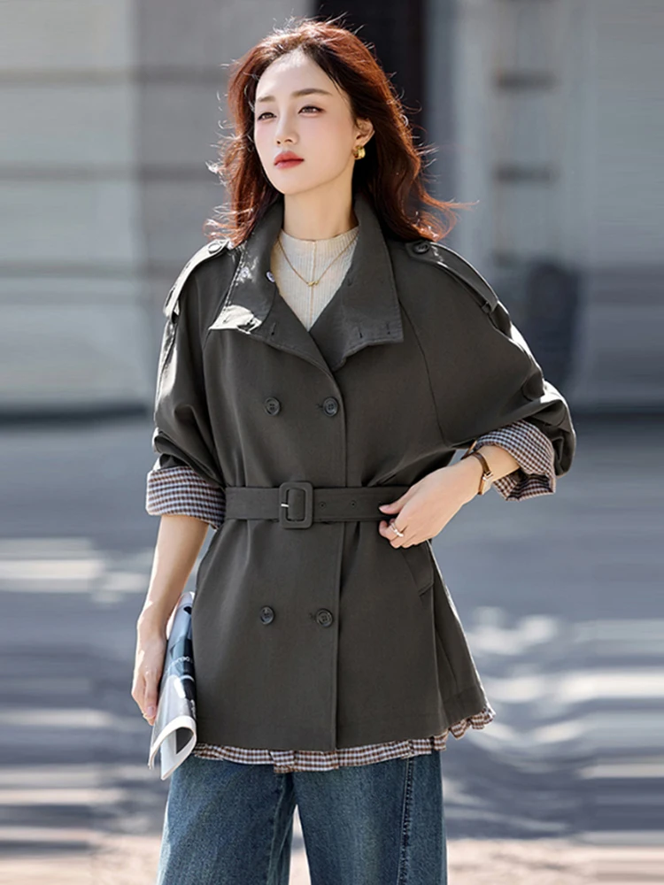 

Двубортное женское пальто миди с поясом, осенне-зимнее, новое, стройнящее, профессиональное, в корейском стиле