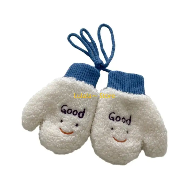 Y4QA Cartoon Toddler Mittens Baby Lamb Wool Gloves Scarf set for Winter Warmth