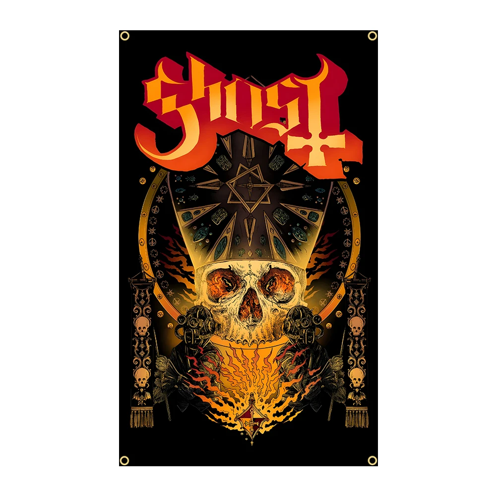 G-Ghost Heavy Rock Band Flag Polyester Digital Printing Banner for Bedroom Wall Art Out Door Tapestry