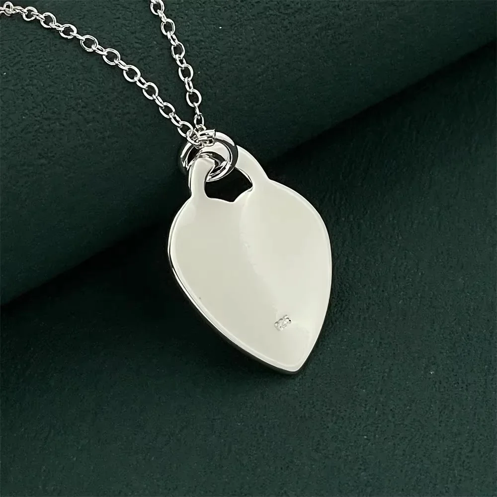925 Sterling Silver Love Lock Pendant Necklace, Ladies Couple Simple Luxury Banquet Wedding Birthday Jewelry Gift