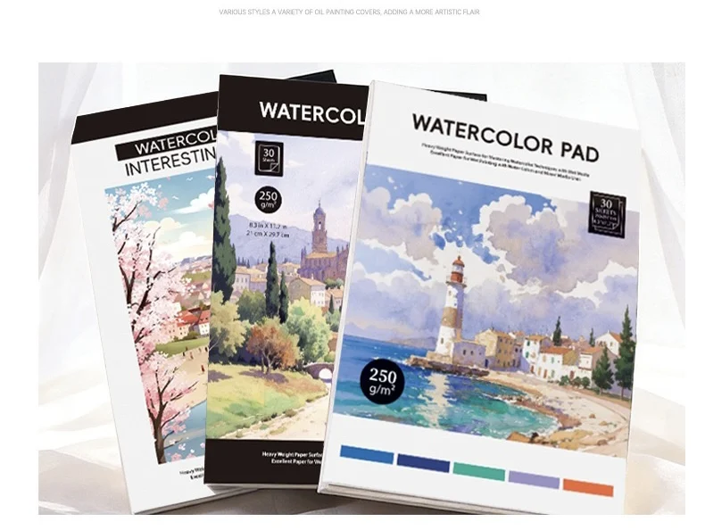 Hard card Watercolor Notebook 30 sheets Drawing Notebook Sketchbook Portable Thick Cover Coloring Book Oil Paint Gouache Art