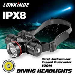 Powerful Scuba Diving Headlamp 5000LM L2 LED Dive Headlight Rechargeable Waterproof IPX8 200M Depth Super Bright Head Lamp