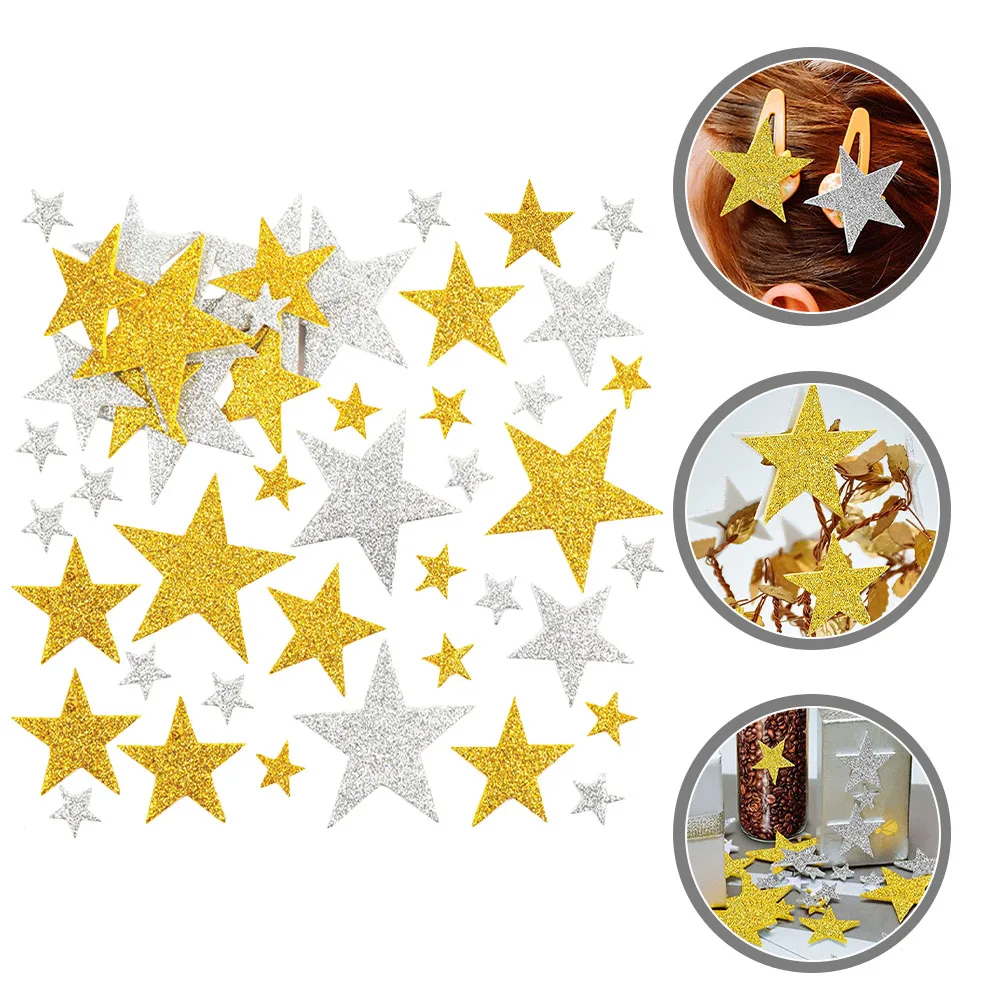 

180pcs Shiny Glitter Christmas Decorations Kids Colored Eva Stars Stickers Shiny Star Decals Decals Craft Office