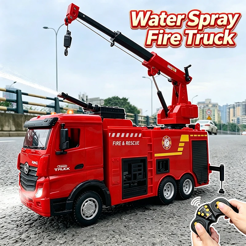 

Huina 9Ch Alloy Rc Car Children Toy 1:16 Spray Remote Control Crane Radio-Control Fire Engine Construction Vehicle Kids Gift