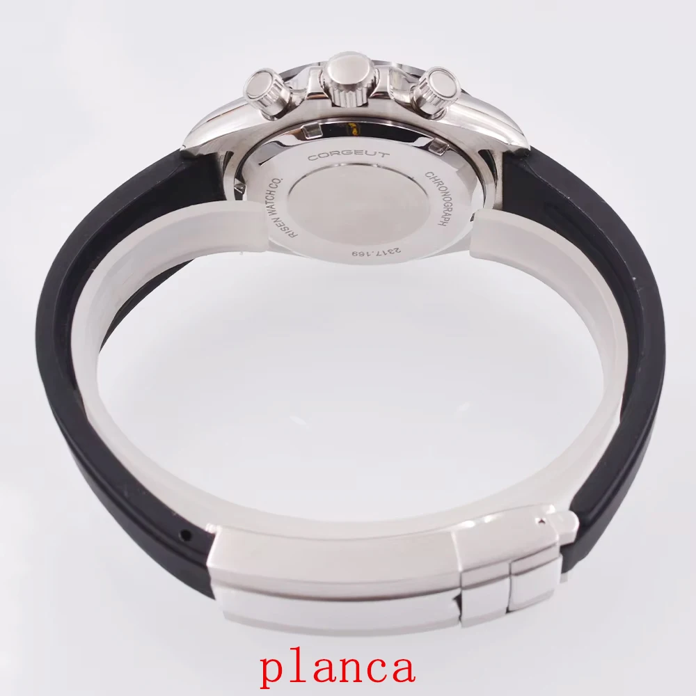 Relógio de quartzo masculino 40mm relógios multifuncionais pulseira de borracha cronógrafo vidro safira relógio masculino