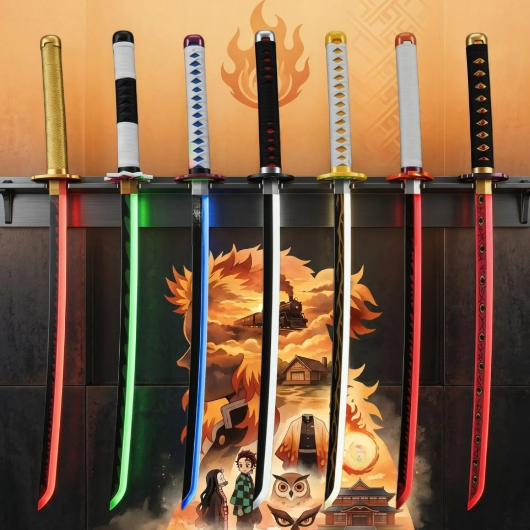 

41 inch Demon Slayer LED Katana Sword Kimetsu No Yaiba Tanjirou Zenitsu Rengoku Anime Cosplay Prop Light Up Samurai Collection