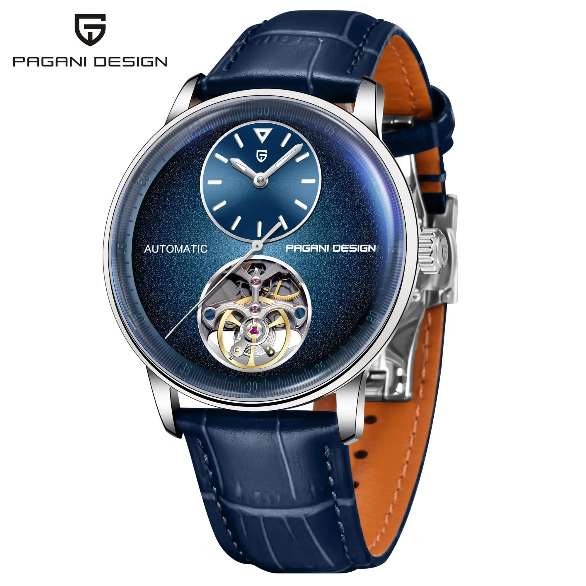 ساعة PAGANI DESIGN PD-1796 للرجال مع عجلة توازن أوتوماتيكية ميكانيكية من الفولاذ المقاوم للصدأ للرجال، طراز العمل