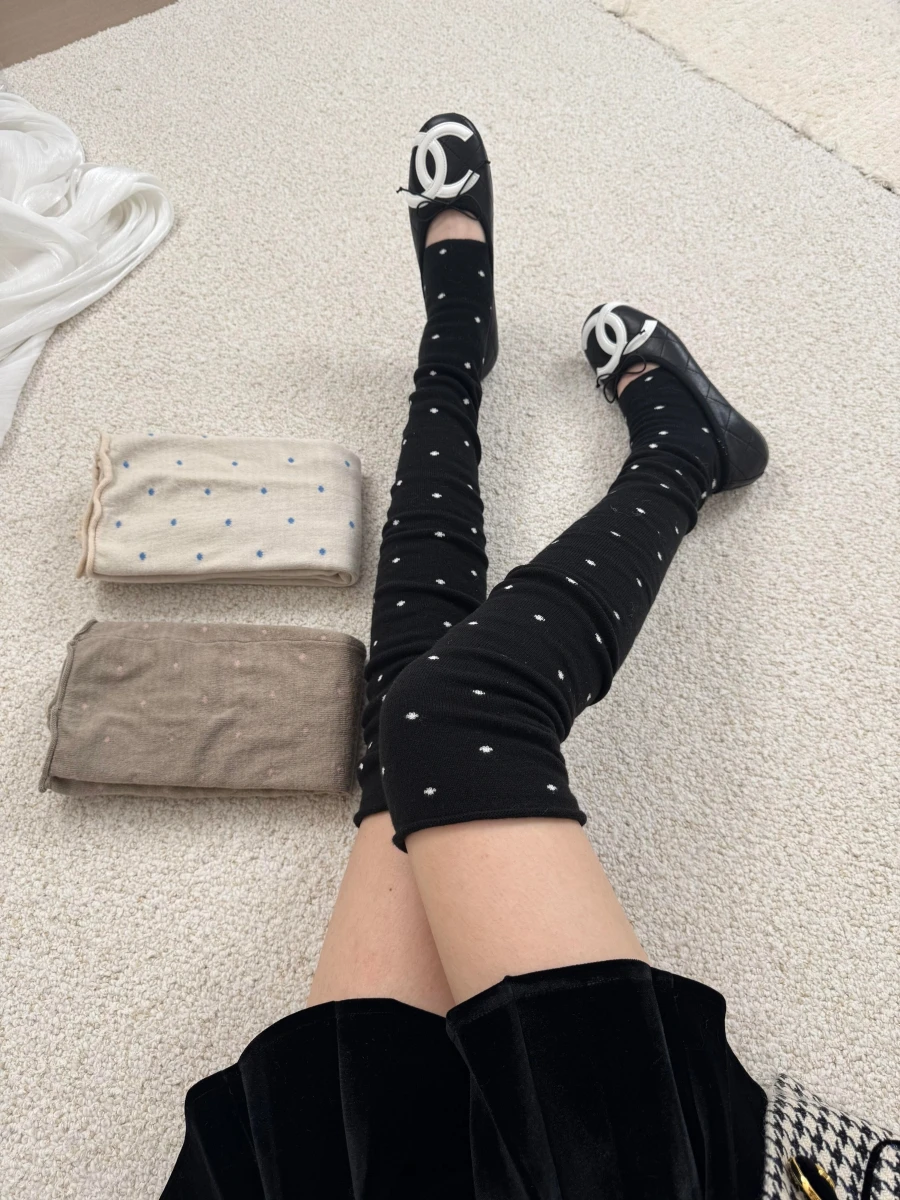 

Polka Dot over Knee Footl Woolen Long Tube Sos for Women Autumn Winter Thi Warm Casual Scandal Sle Leggings