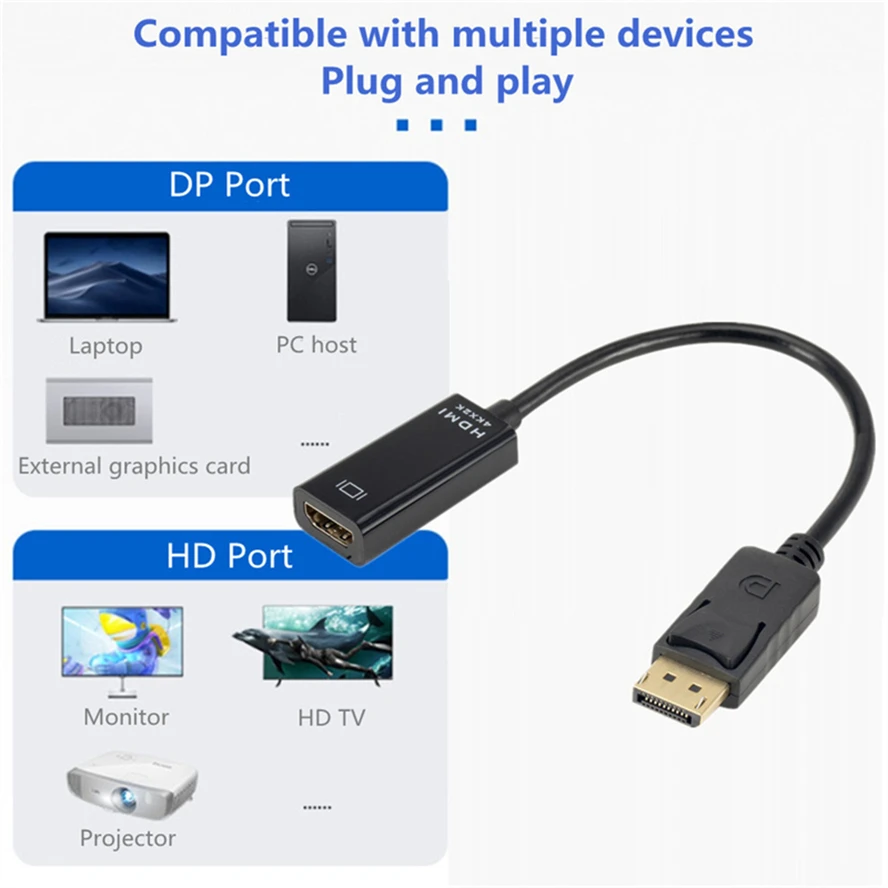 4K DisplayPort HDMI uyumlu adaptör dönüştürücü ekran portu erkek DP kadın HD TV kablosu adaptör Video ses PC TV için