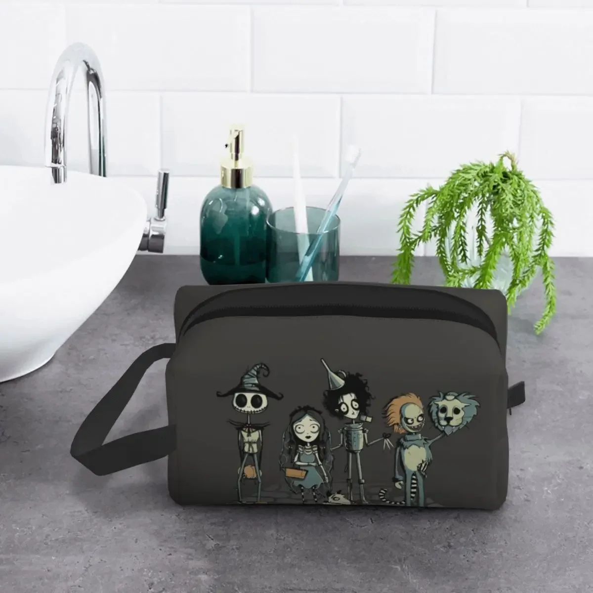 Kawaii Tim Burton Horror Movie Travel Toiletry Bag Women Gothic Halloween Film Cosmetic Makeup Organizer Beauty Storage Dopp Kit